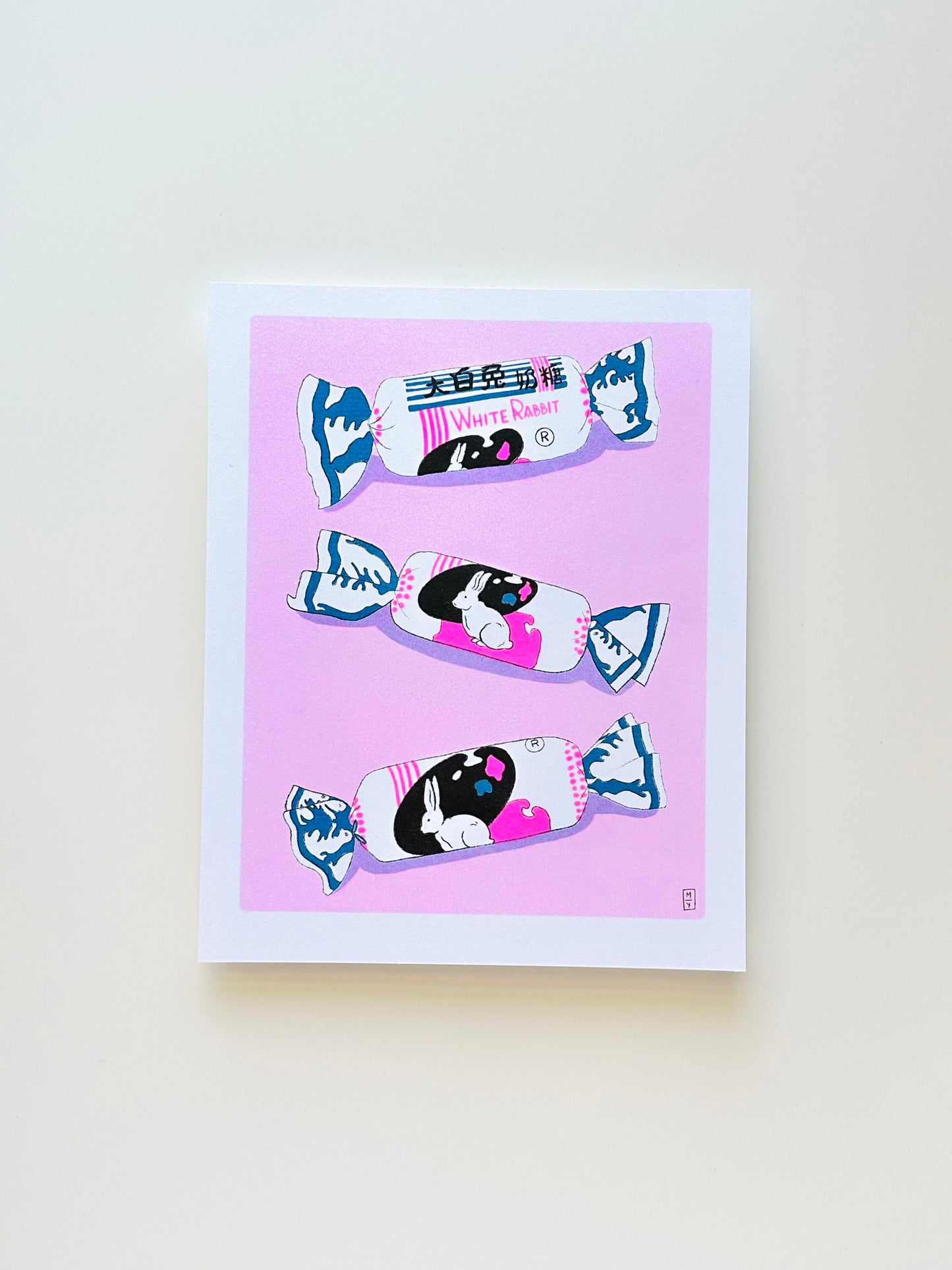 White Rabbit Riso Medium Print