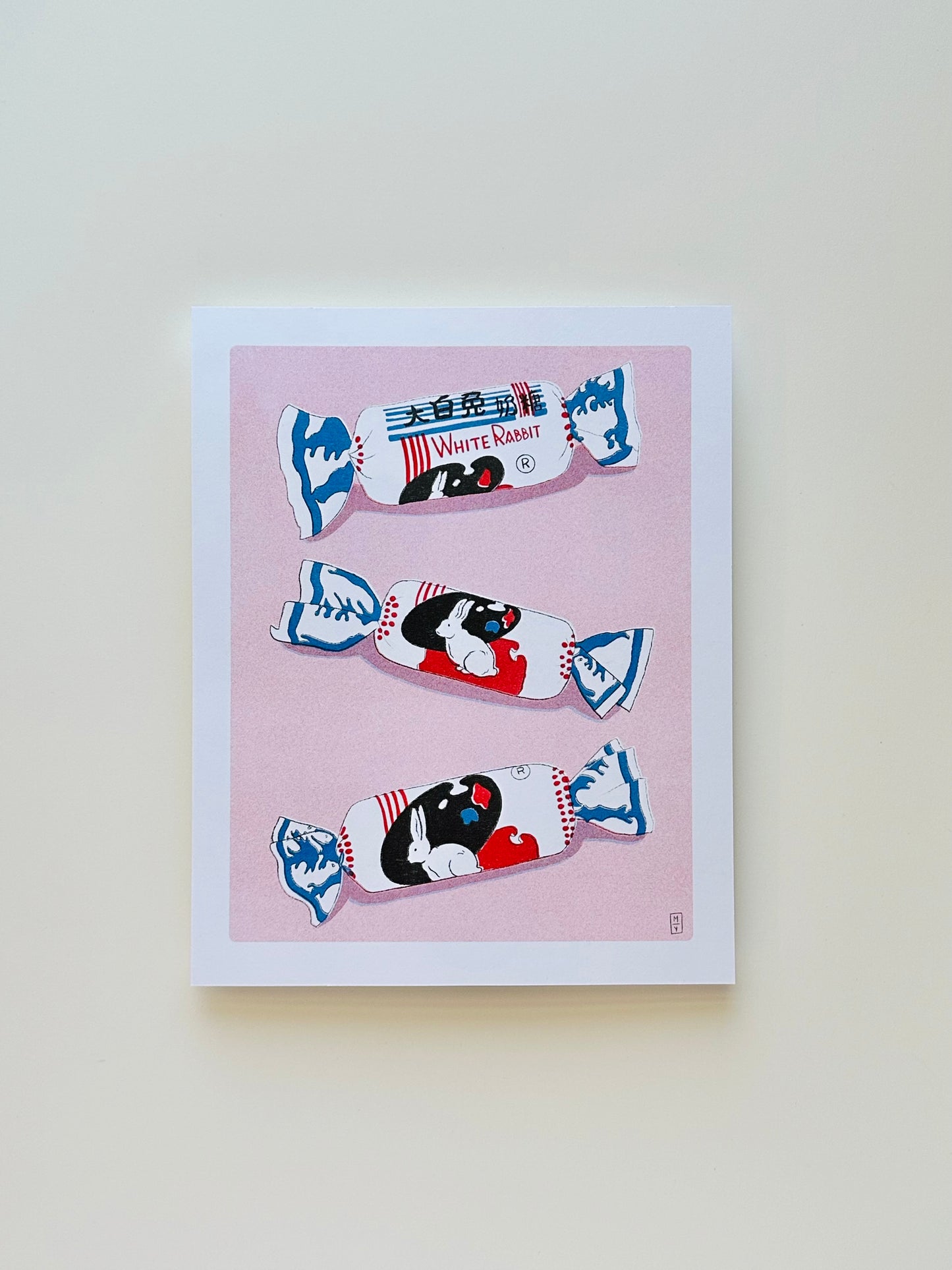 White Rabbit Riso Medium Print