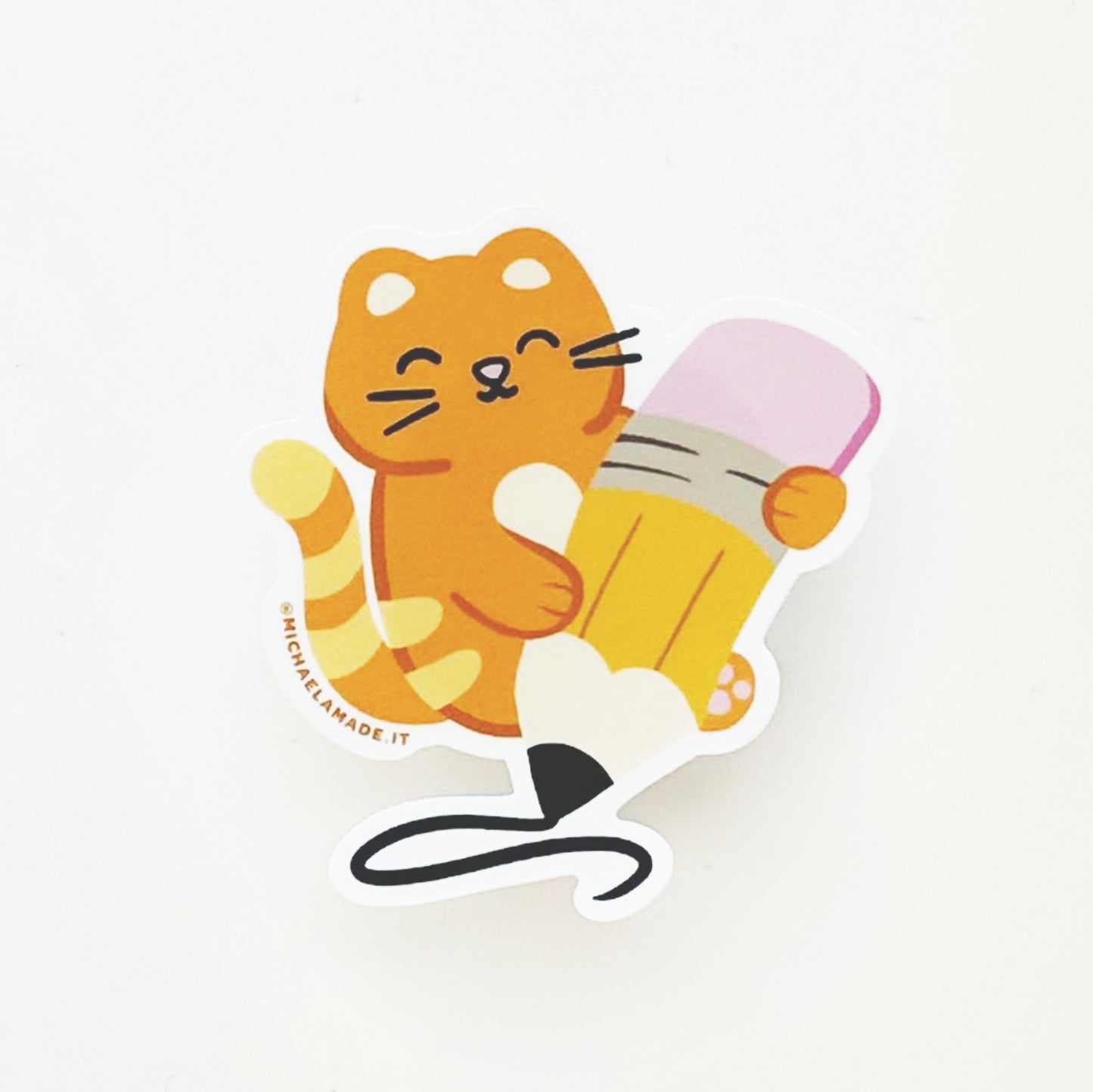 Pencil Task Cat Sticker