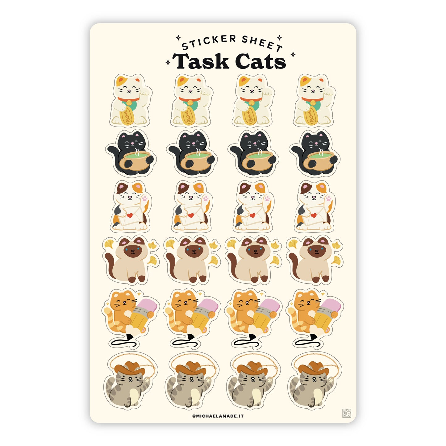 Task Cats Sticker Sheet