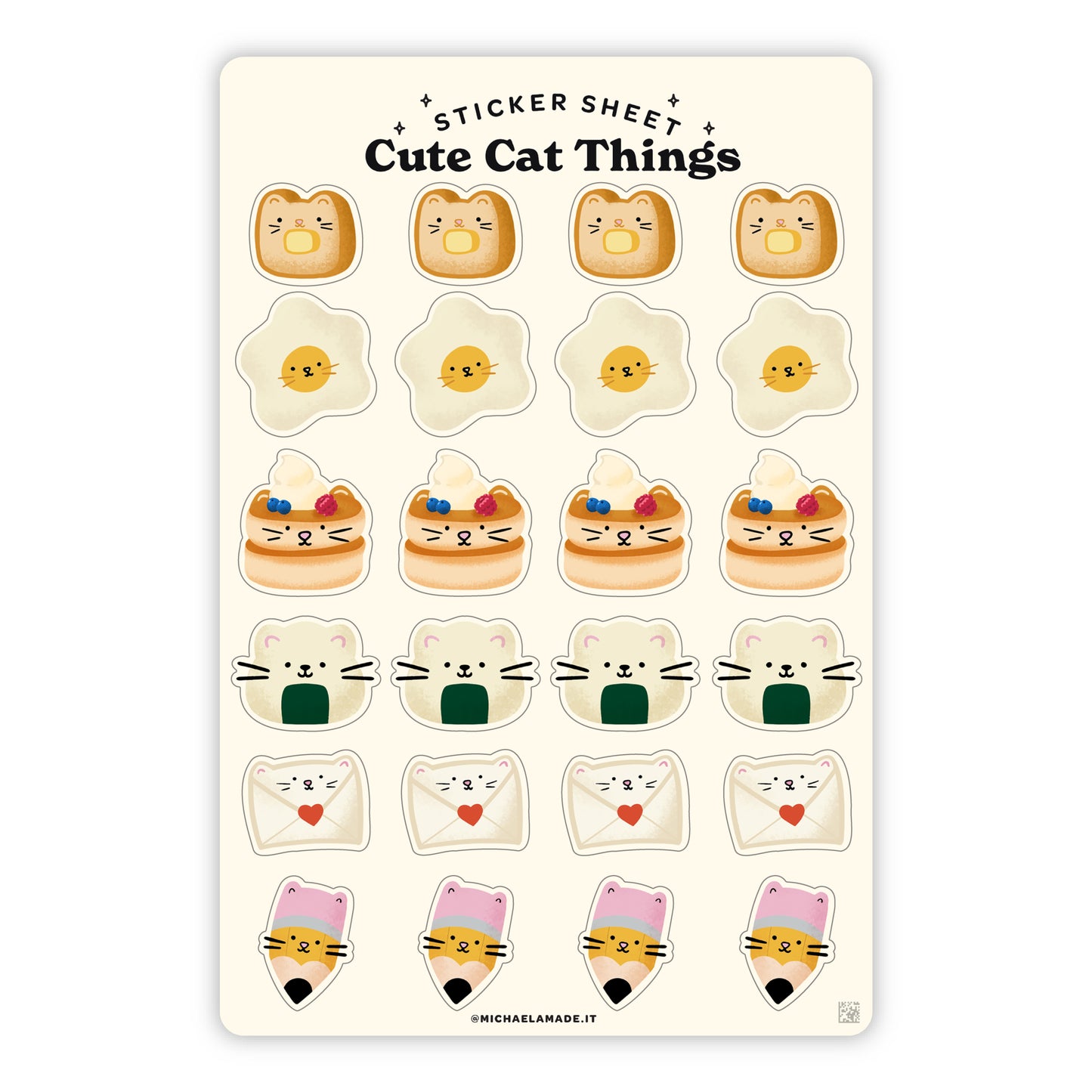 Cute Cat Things Sticker Sheet