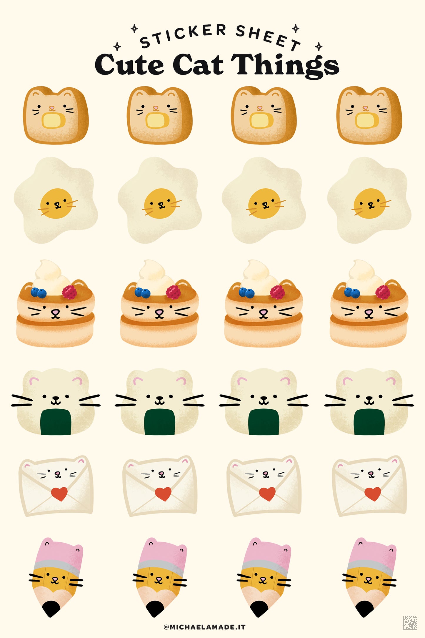 Cute Cat Things Sticker Sheet