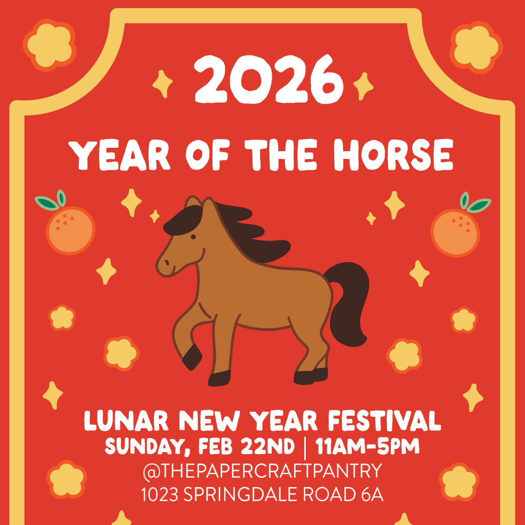 Promotional poster for 2026 Year of the Horse Lunar New Year Festival with a cartoon horse on a red background.