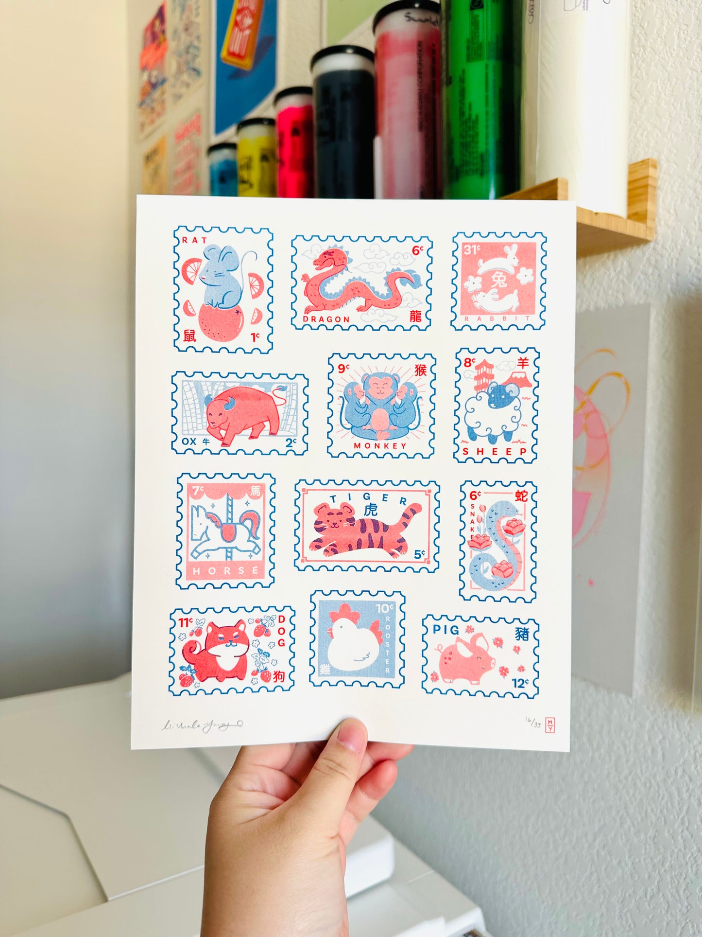 Zodiac Stamps Mid-Size