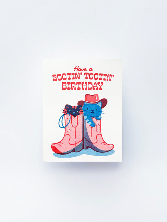 Bootin' Tootin' Birthday Cat Card