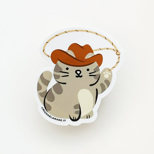 Cowboy Task Cat Sticker