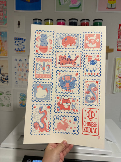 Zodiac Stamps Poster