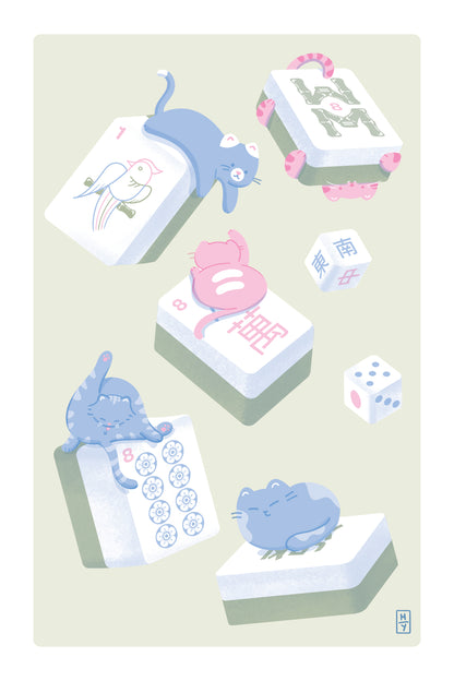 Mahjong Cats Postcard