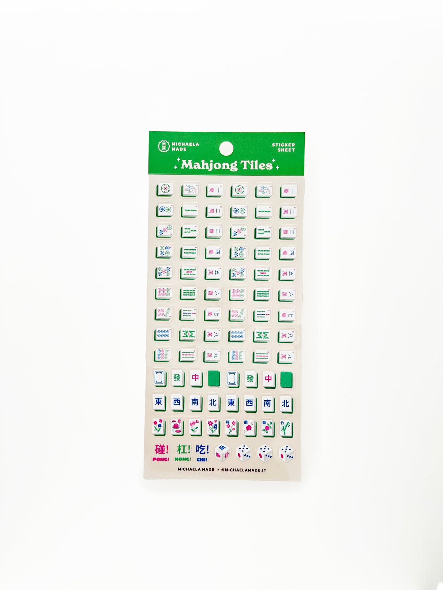 Mahjong Tiles PET Sticker Sheet