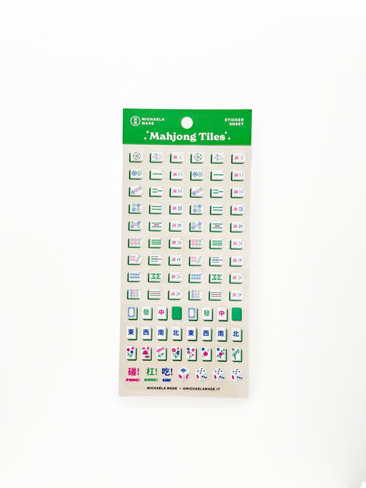 Mahjong Tiles PET Sticker Sheet
