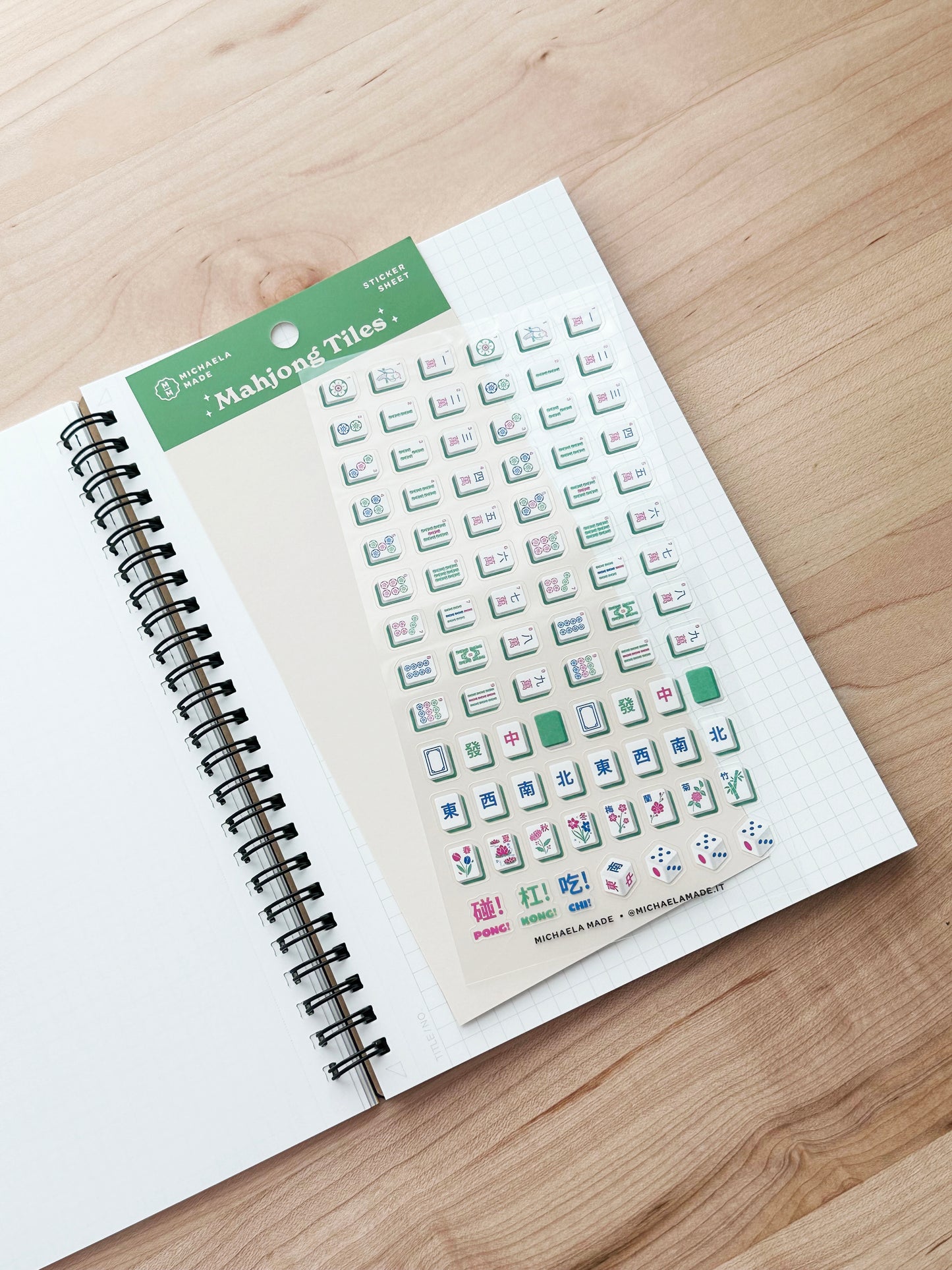 Mahjong Tiles PET Sticker Sheet
