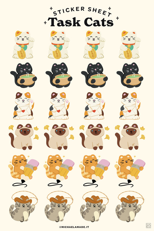 Task Cats Sticker Sheet