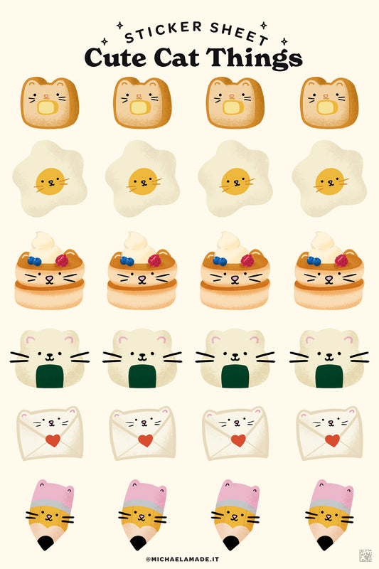 Cute Cat Things Sticker Sheet
