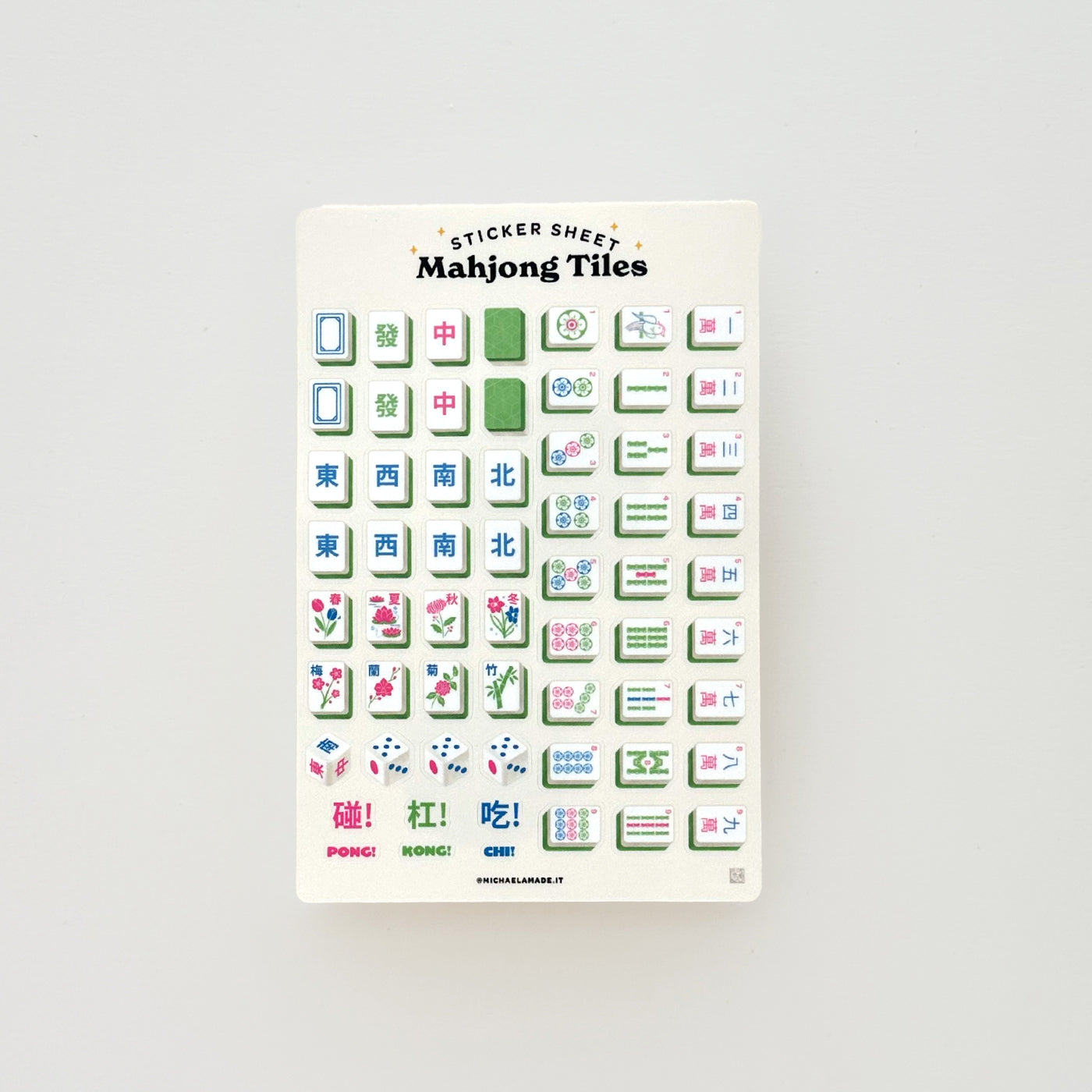 Mahjong Tiles Sticker Sheet