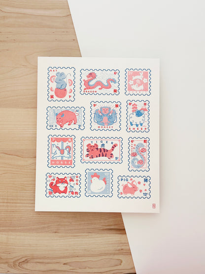 Zodiac Stamps Mid-Size