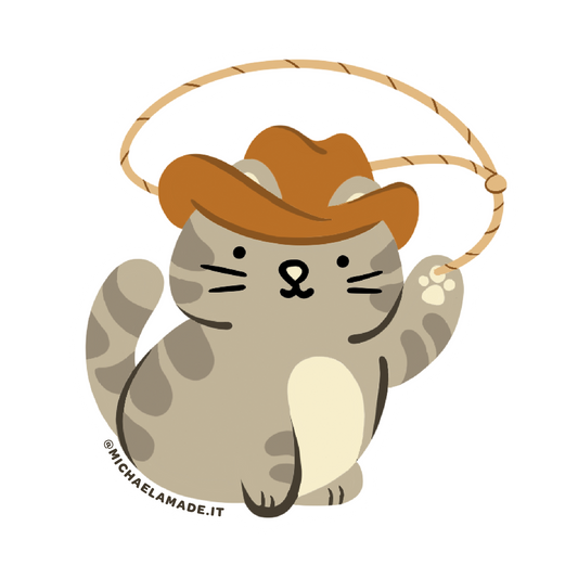 Cowboy Task Cat Sticker