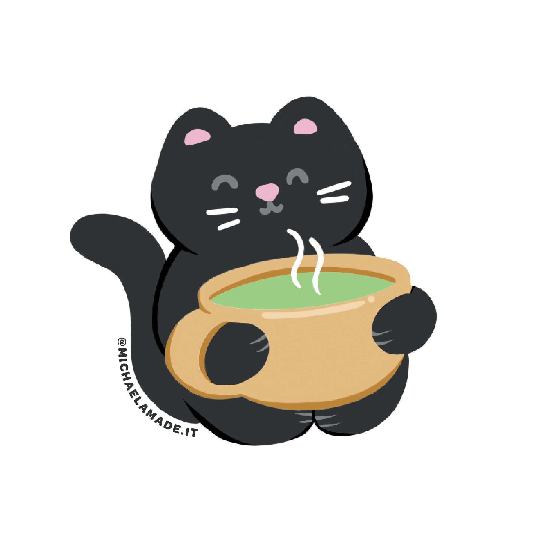 Matcha Task Cat Sticker – Michaela Made