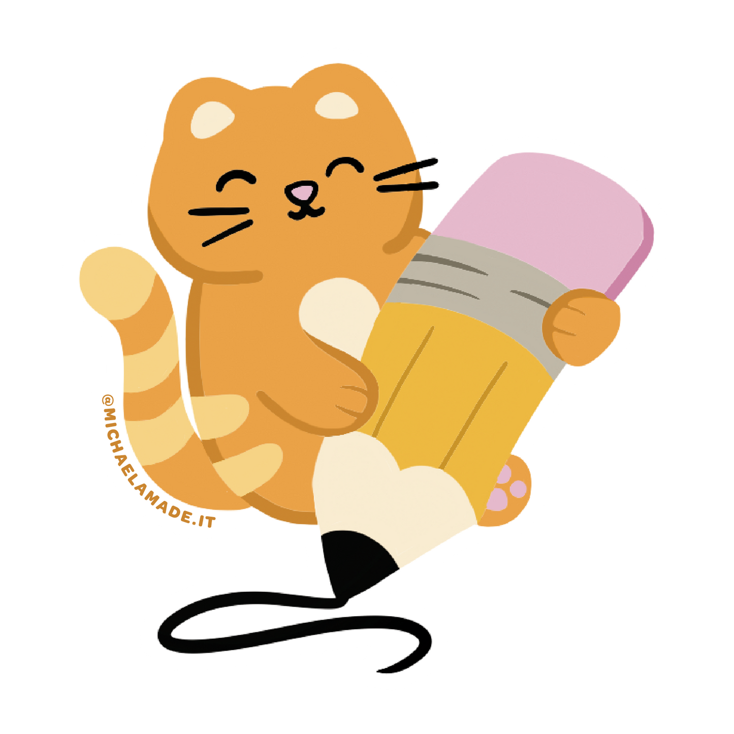 Pencil Task Cat Sticker