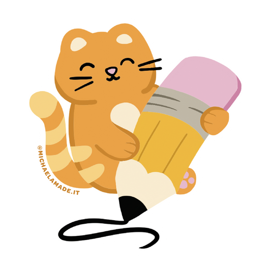 Pencil Task Cat Sticker